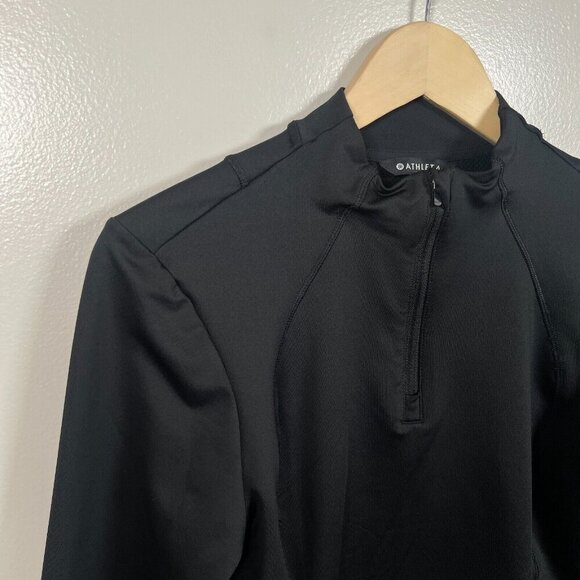 Athleta Womens Whistler Half Zip Top Size Medium Black Mock Neck Thumbholes - Picture 5 of 11
